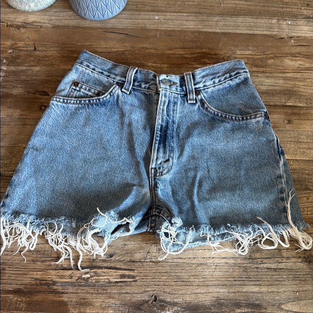 Wrangler Blue Jean Shorts Distressed Frayed Hem